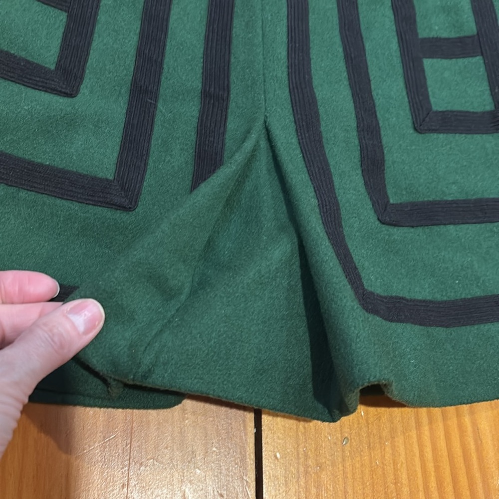 MAEVE 4 Emerald Green/Black Tsuga Wool Skirt Black Geometic Pattern - Picture 2 of 6